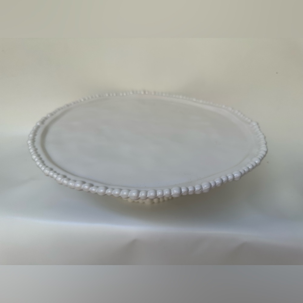 Brand New Home Expressions White Melamine Beaded Pedestal Cake Stand - Picture 4 of 5